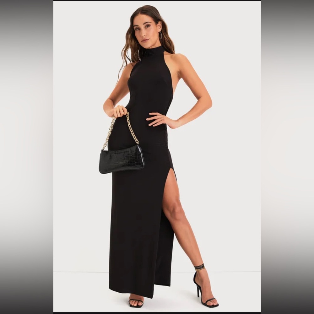 Black Formal Halter Maxi Dress
